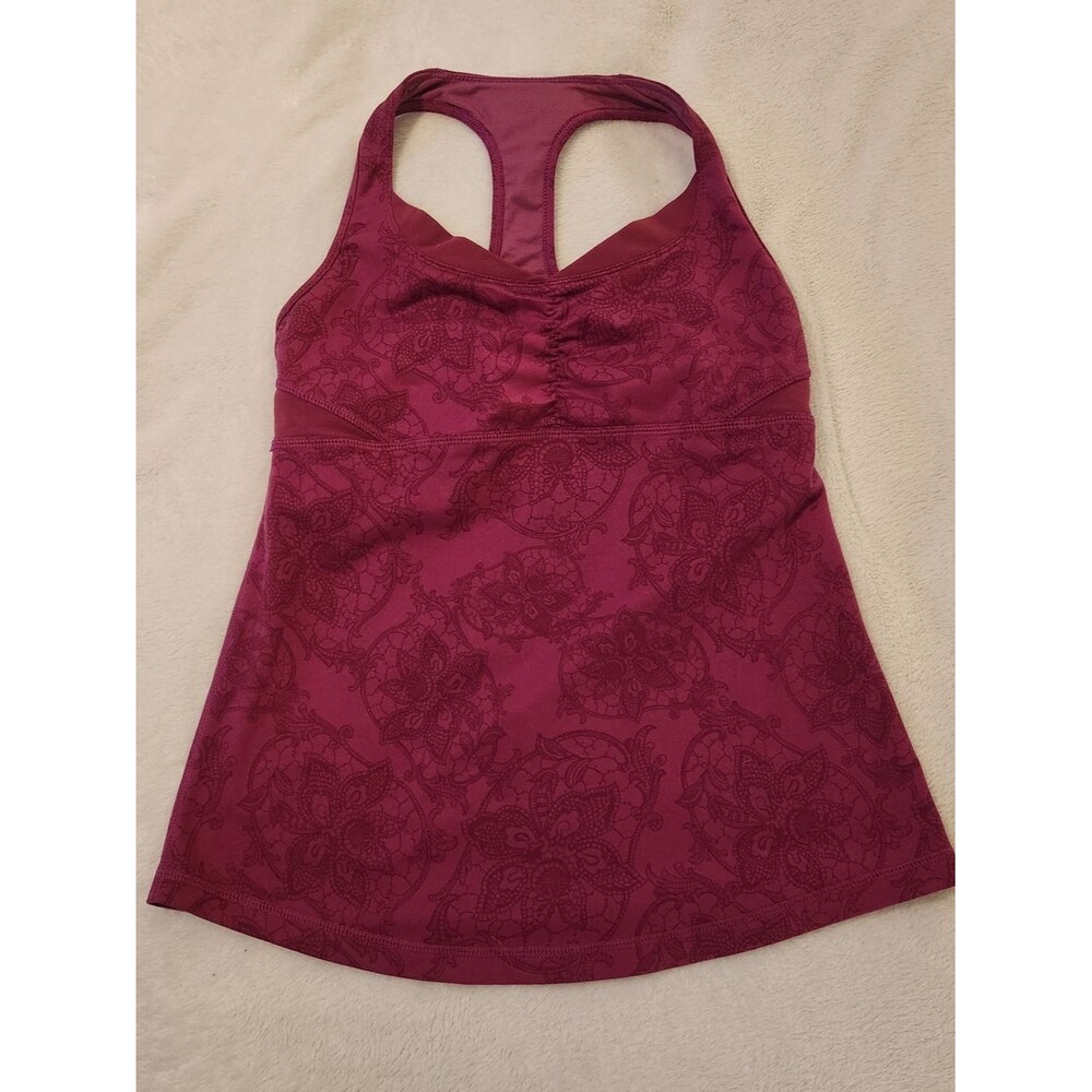Lululemon Floral Racerback Yoga Tank Top In Plum Color